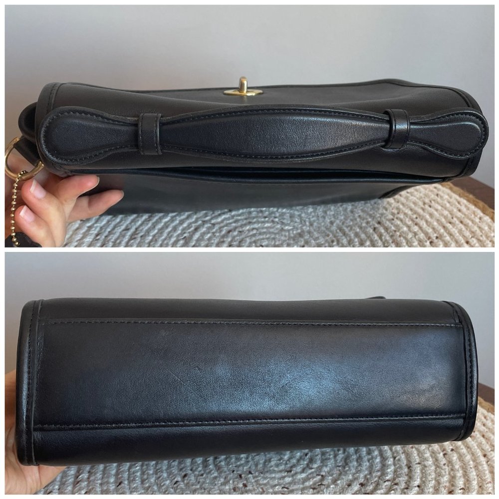 SOLD Vintage Coach Black Court Bag 9870, Coach Top Handle Bag, Coach Crossbody - Picture 6 of 14